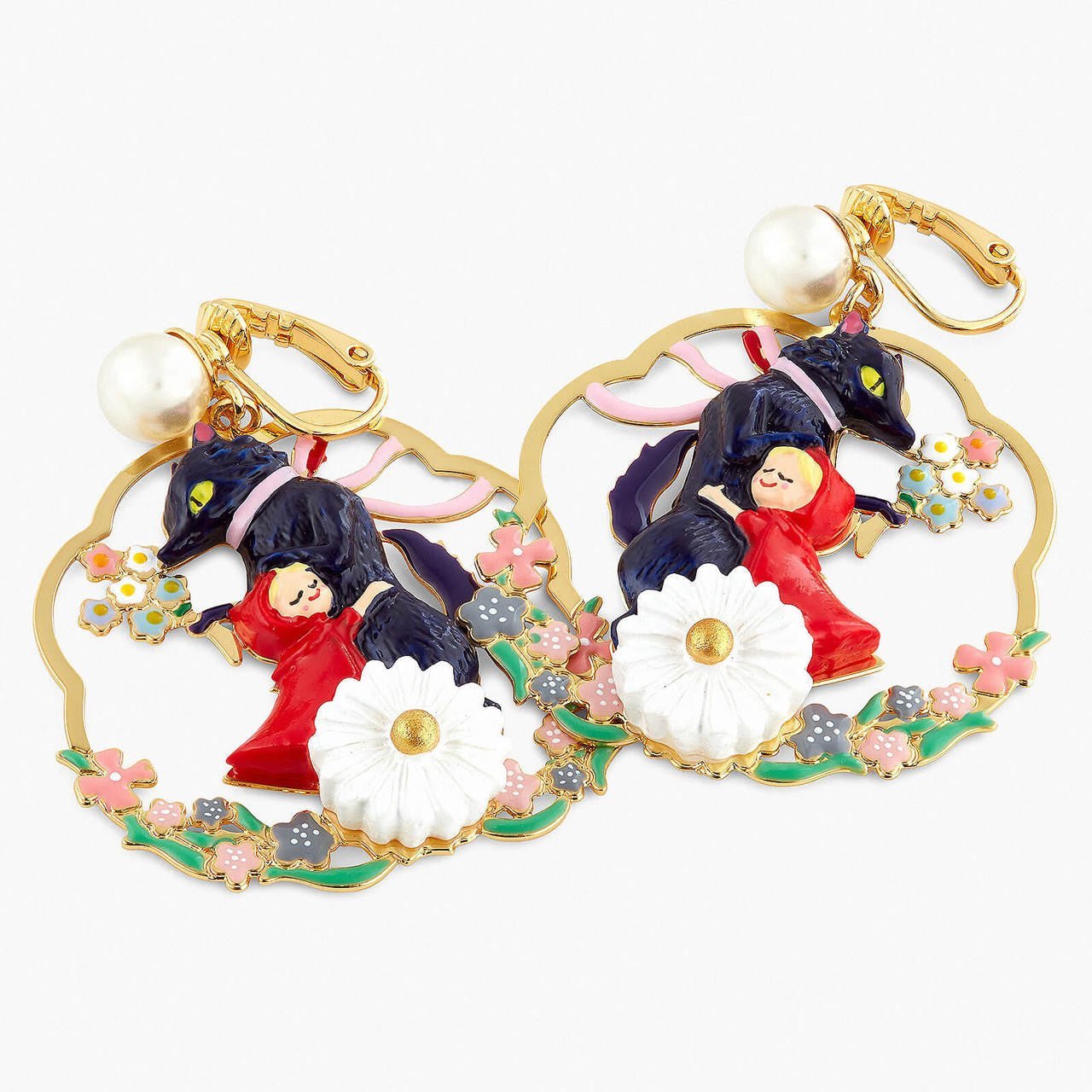 Big Bad Wolf And Little Red Riding Hood Hoop Earrings | APBB1011 - Les Nereides
