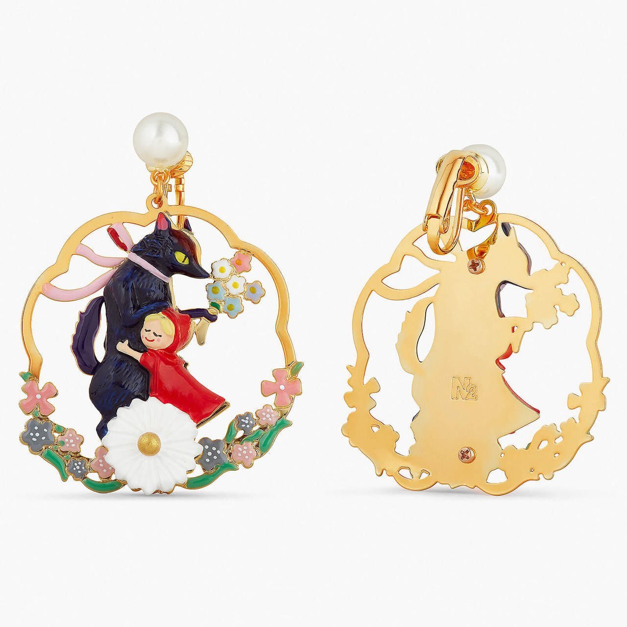 Big Bad Wolf And Little Red Riding Hood Hoop Earrings | APBB1011 - Les Nereides