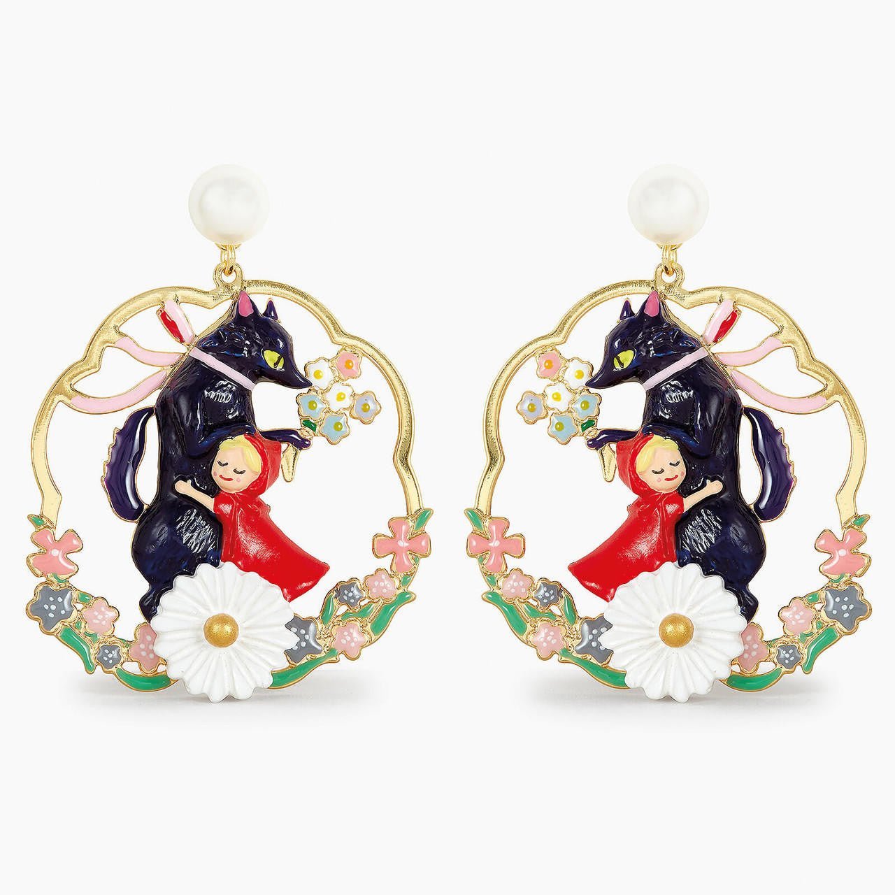 Big Bad Wolf And Little Red Riding Hood Hoop Earrings | APBB1011 - Les Nereides