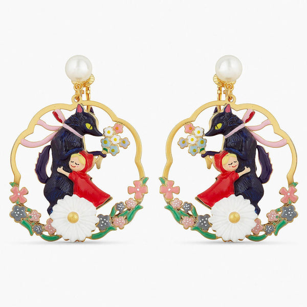 Big Bad Wolf And Little Red Riding Hood Hoop Earrings | APBB1011 - Les Nereides