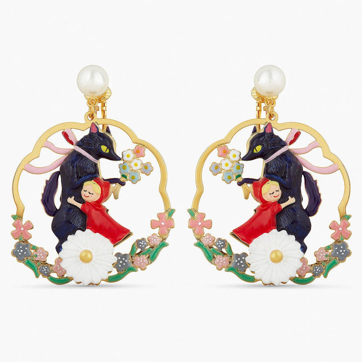 Big Bad Wolf And Little Red Riding Hood Hoop Earrings | APBB1011 - Les Nereides