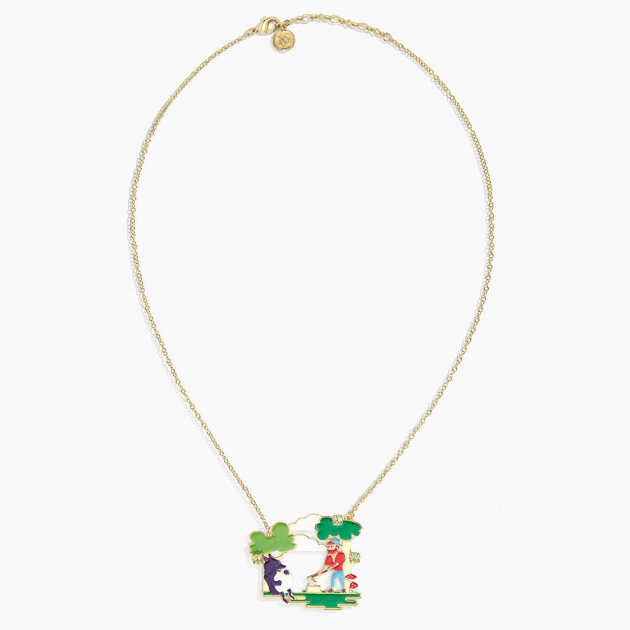Big Bad Wolf And Woodsman Pendant Necklace | APBB3091 - Les Nereides