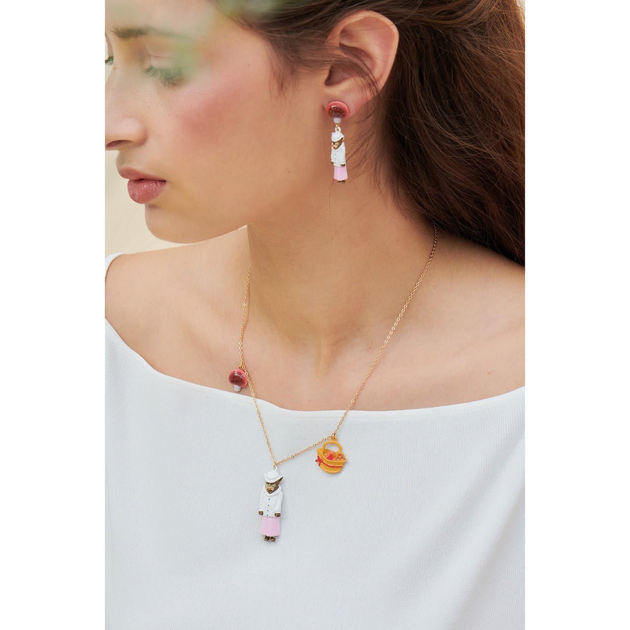 Big Bad Wolf Mushroom And Cheese Pieces Necklace | ANNA3021 - Les Nereides