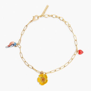 Bird, Buttercup And Heart Charm Bracelet | APLA2021 - Les Nereides