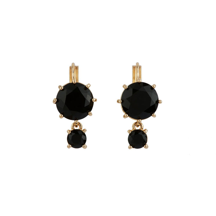 Black 2 Round Stones La Diamantine Dormeuses Earrings | ACLD1262 - Les Nereides