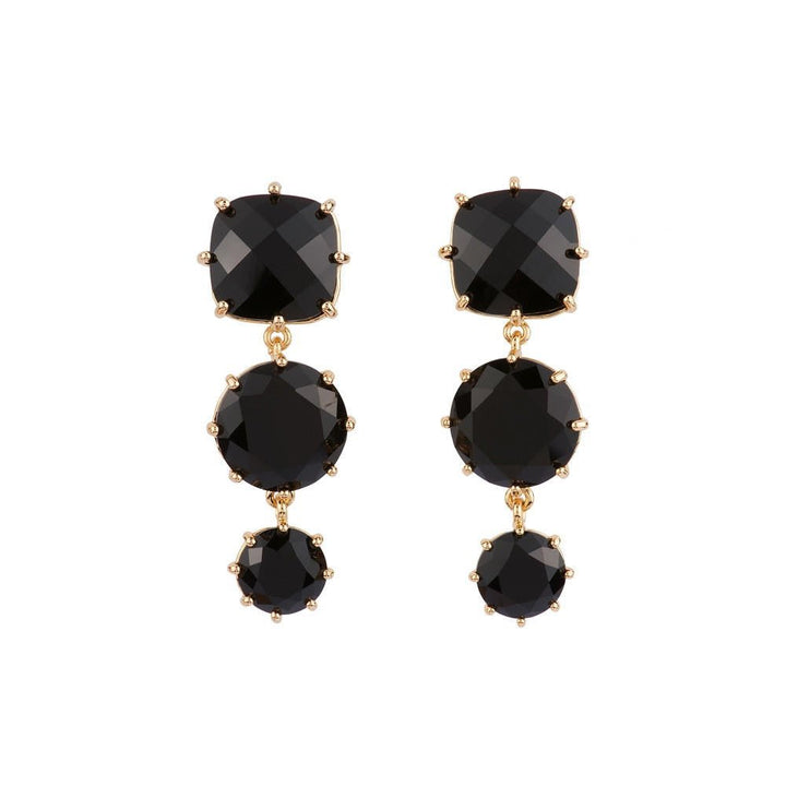 Black 3 Stones La Diamantine Earrings | ACLD1362 - Les Nereides