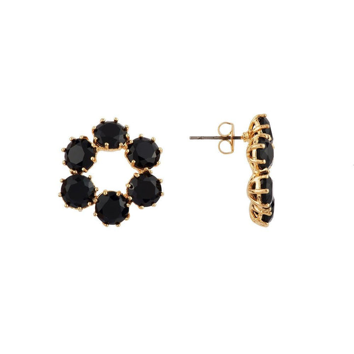 Black 6 Stones La Diamantine Creoles Earrings | ACLD1432 - Les Nereides