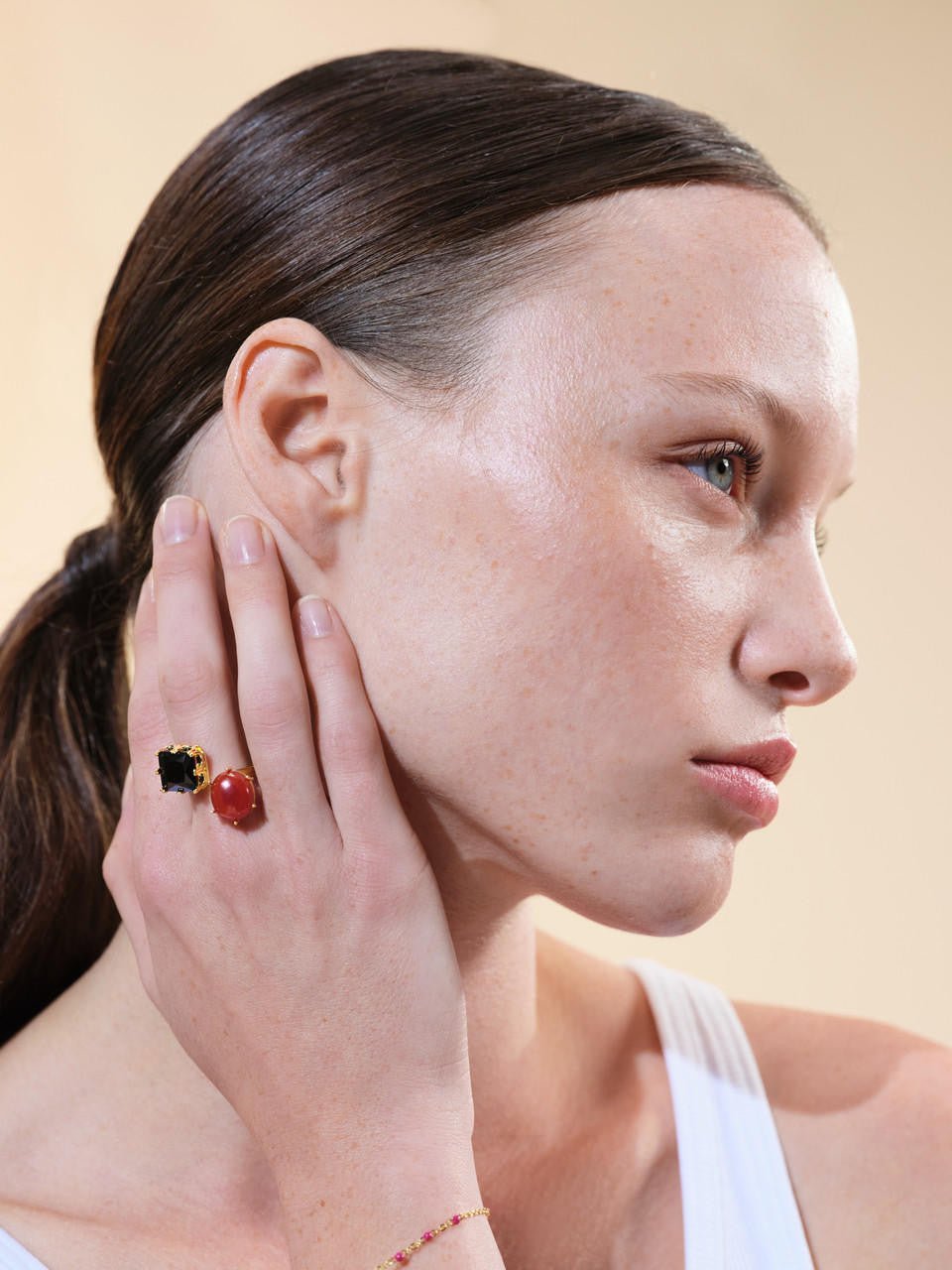 Black And Red Stones You And Me Ajustable Ring | ARCL6011 - Les Nereides