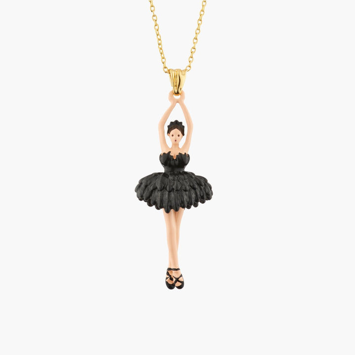 Black Ballerina And Feather Tutu Pendant Necklace | Akdd3592 - Les Nereides