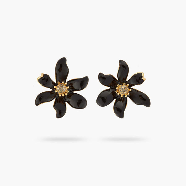 Black lily earrings | AQFN1081 - Les Nereides