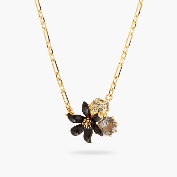 Black lily pendant necklace | AQFN3021 - Les Nereides