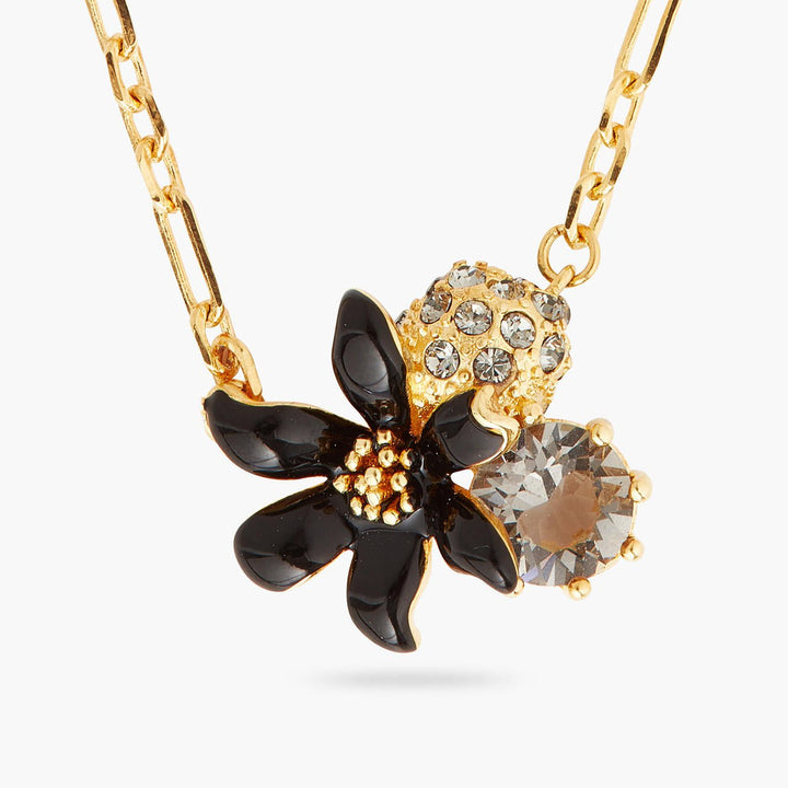 Black lily pendant necklace | AQFN3021 - Les Nereides