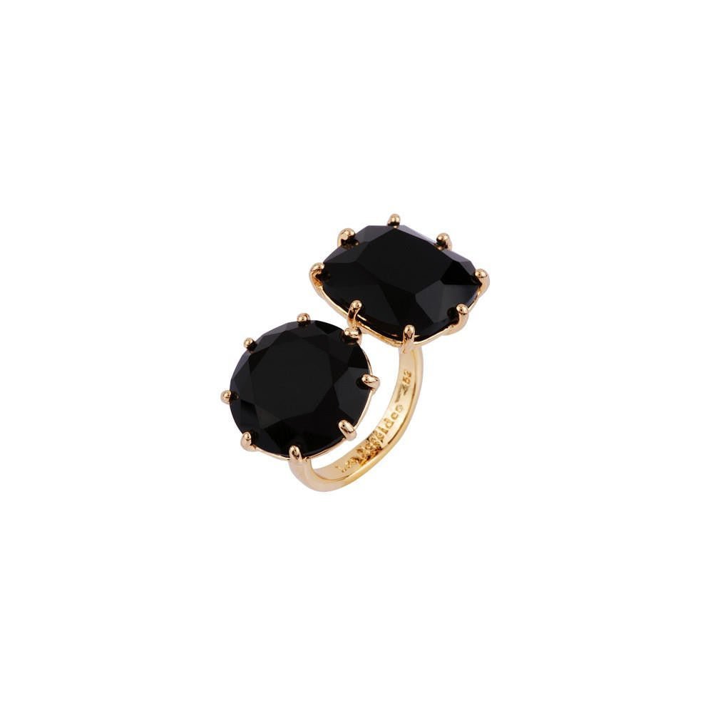 Black Round And Square Stones La Diamantine You And I Rings | ACLD611/21 - Les Nereides
