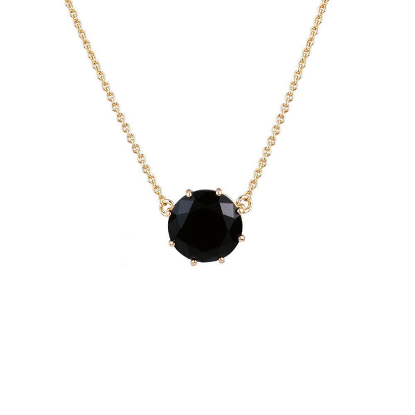 Black Round Stone La Diamantine Pendant Necklace | ACLD3012 - Les Nereides