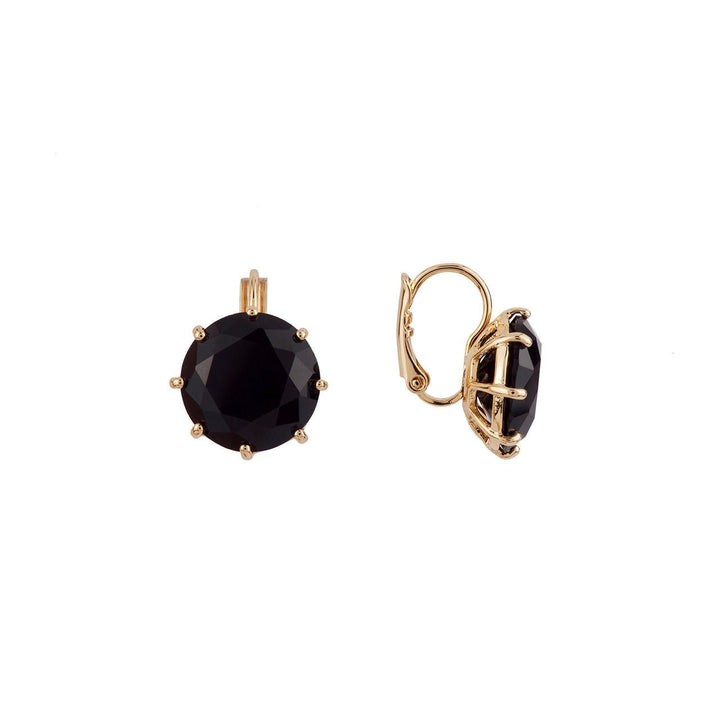 Black Small Round Stone La Diamantine Earrings | ACLD1182 - Les Nereides