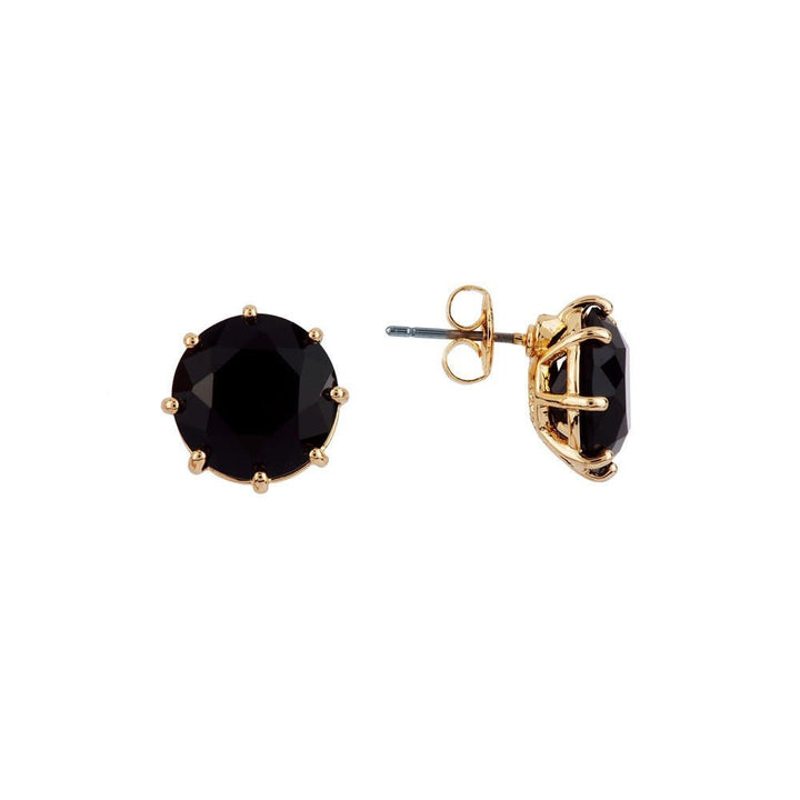 Black Small Round Stone La Diamantine Earrings | ACLD1182 - Les Nereides