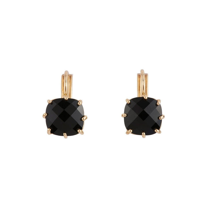 Black Square Stone La Diamantine Dormeuses Earrings | ACLD1012 - Les Nereides