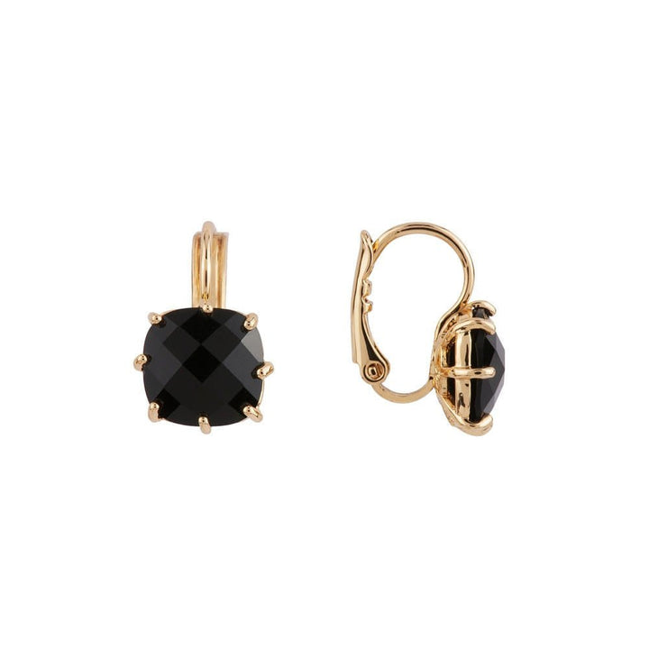 Black Square Stone La Diamantine Dormeuses Earrings | ACLD1012 - Les Nereides
