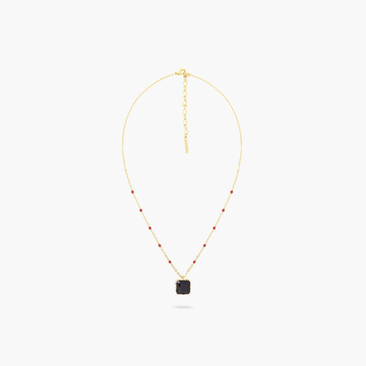 Black Square Stone Pendant Necklace | ARCL3011 - Les Nereides