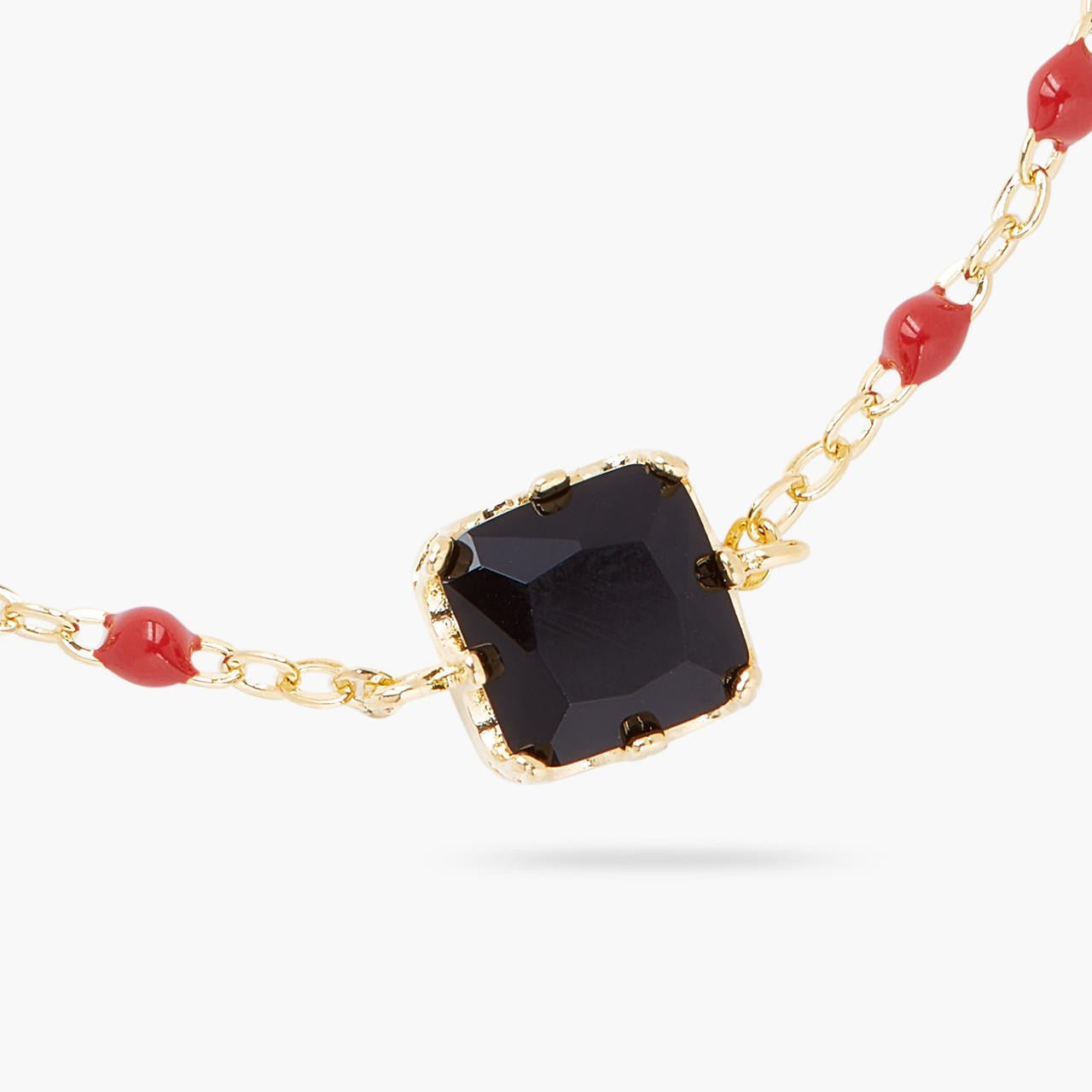 Black Square Stone Thin Bracelet | ARCL2011 - Les Nereides