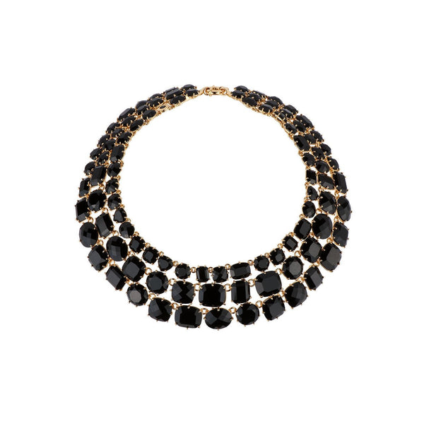 Black Three Row La Diamantine Luxurious Necklace | ACLD3172 - Les Nereides
