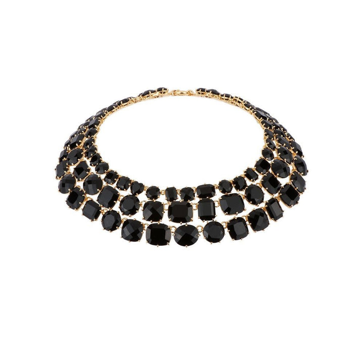 Black Three Row La Diamantine Luxurious Necklace | ACLD3172 - Les Nereides