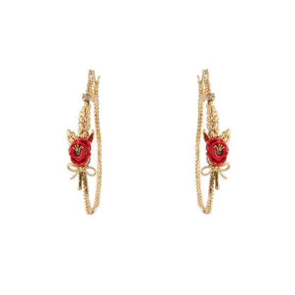 Bles Dores Braided Hoop, Wheat & Poppy Earrings | ADBD1061 - Les Nereides