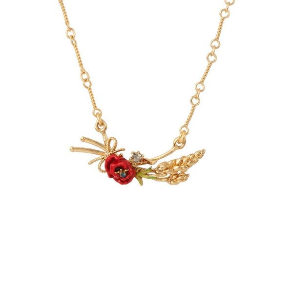 Bles Dores Ear Of Wheat, Poppy & Knot Necklace | ADBD3031 - Les Nereides