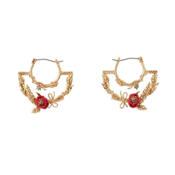 Bles Dores Half Circle Hoop, Wheat & Poppy Earrings | ADBD1051 - Les Nereides