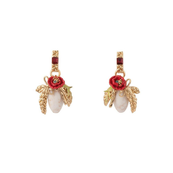 Bles Dores Marbled Stone And Red Crystal Earrings | ADBD103T/1 - Les Nereides