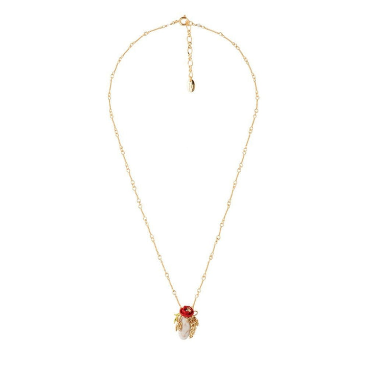 Bles Dores Marbled Stone, Wheat And Poppy Necklace | ADBD3021 - Les Nereides