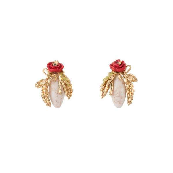 Bles Dores Marbled Stone, Wheat, Poppy & Knot Earrings | ADBD1021 - Les Nereides