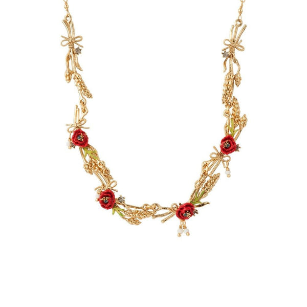 Bles Dores Wreath Of Wheats And Poppies Necklace | ADBD3011 - Les Nereides