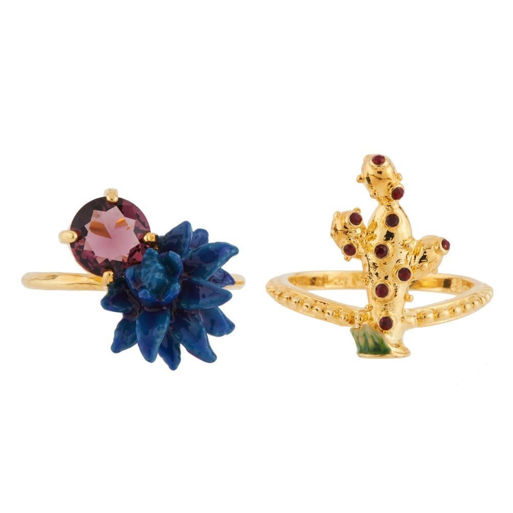 Blue Desert Flower And Cactus Set Of 2 50 Rings | AGDC6041 - Les Nereides