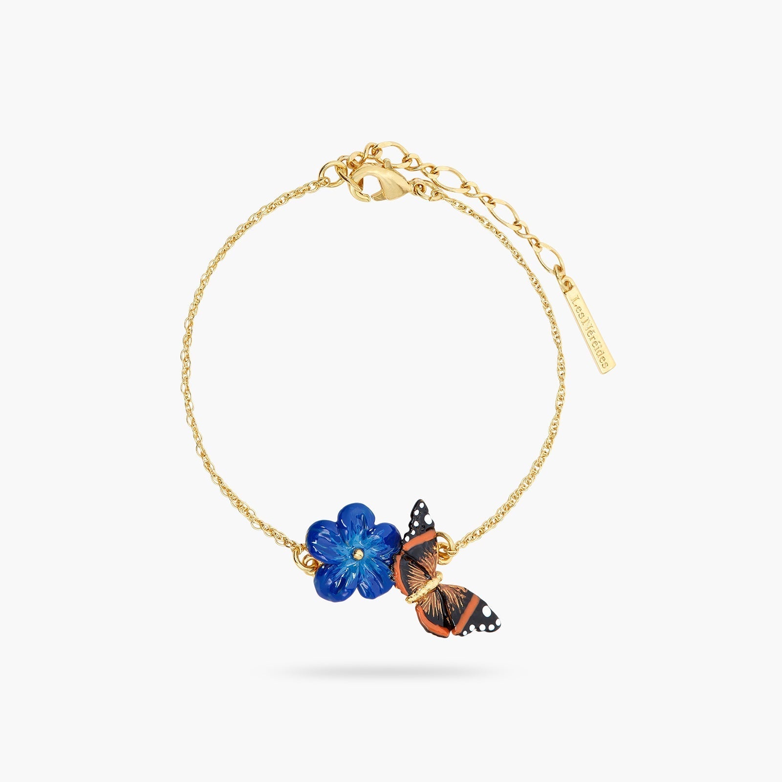 Blue Flax Flower And Butterfly Fine Bracelet | ASTM2021 - Les Nereides