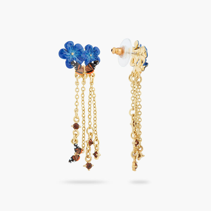 Blue Flax Flowers And Butterfly Dangling Earrings | ASTM1041 - Les Nereides