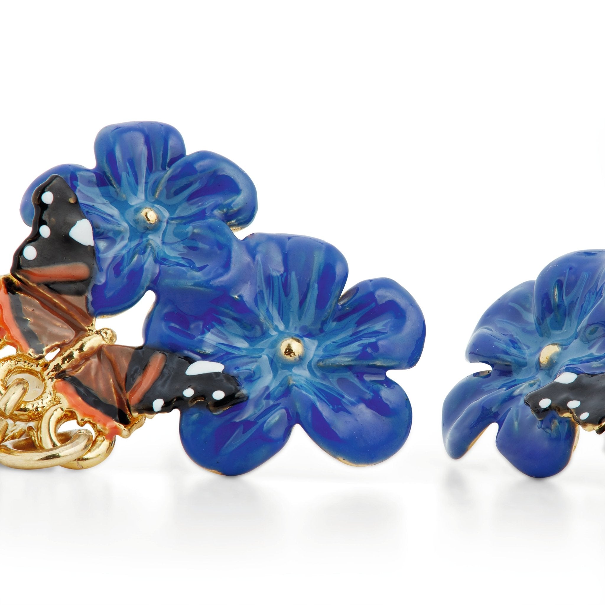 Blue Flax Flowers And Butterfly Dangling Earrings | ASTM1041 - Les Nereides