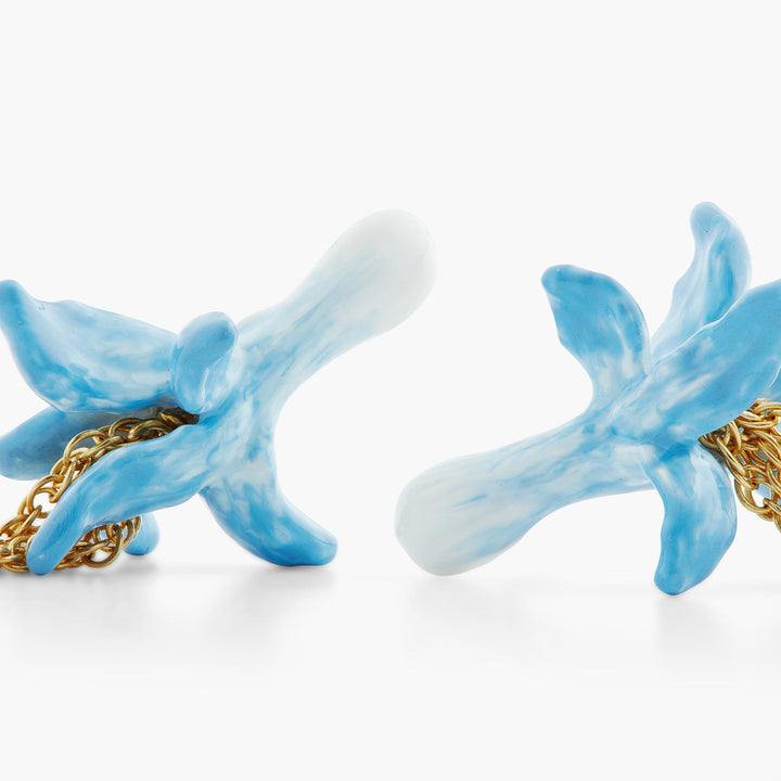 Blue Flower And Crystal Dangling Earrings | ASTM1101 - Les Nereides