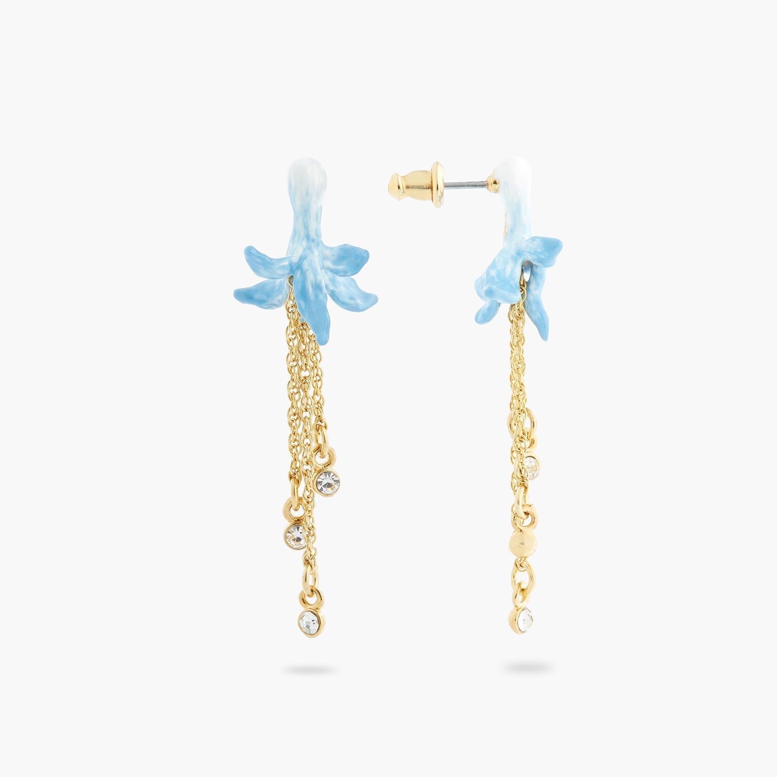 Blue Flower And Crystal Dangling Earrings | ASTM1101 - Les Nereides