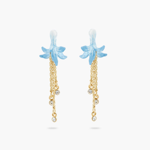 Blue Flower And Crystal Dangling Earrings | ASTM1101 - Les Nereides