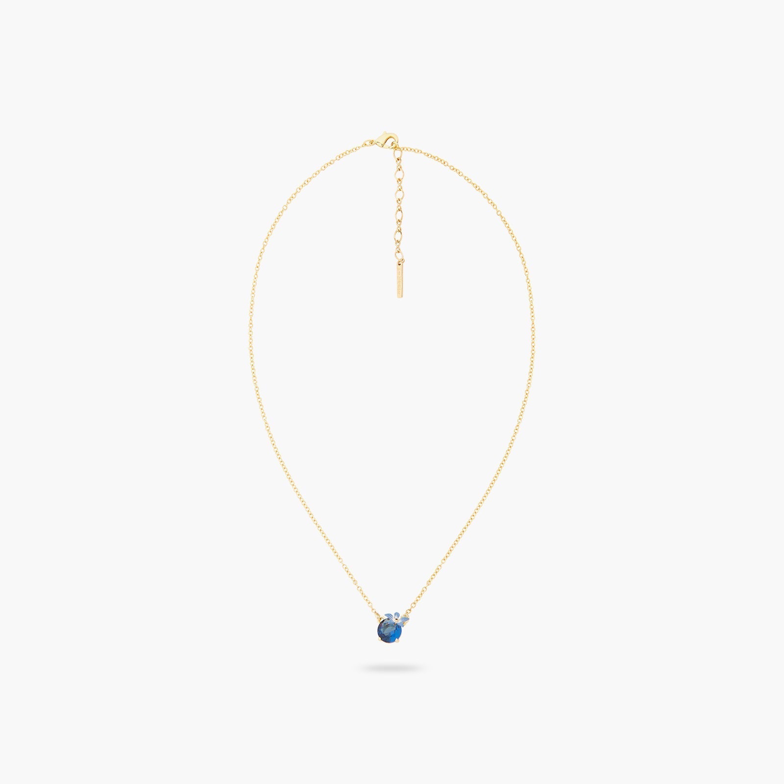 Blue Flower And Round Faceted crystal Pendant Necklace | ASPO3061 - Les Nereides