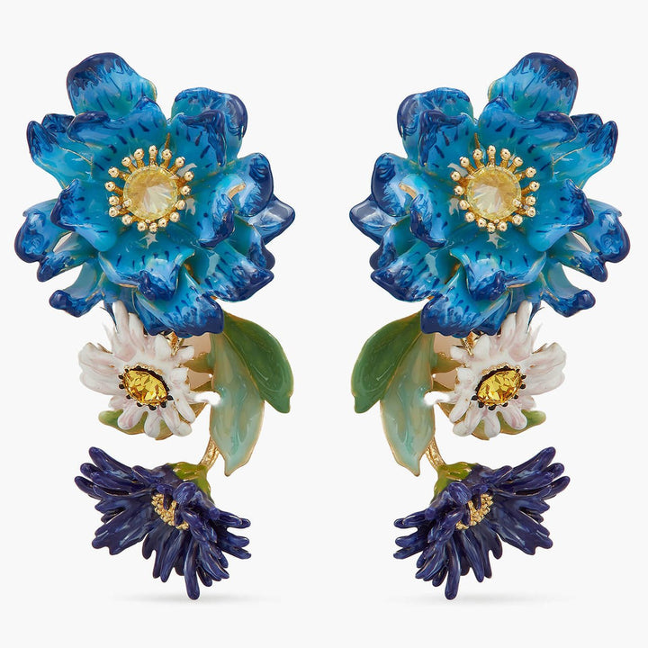 Blue Flower And White Daisy Earrings | APPO1011 - Les Nereides