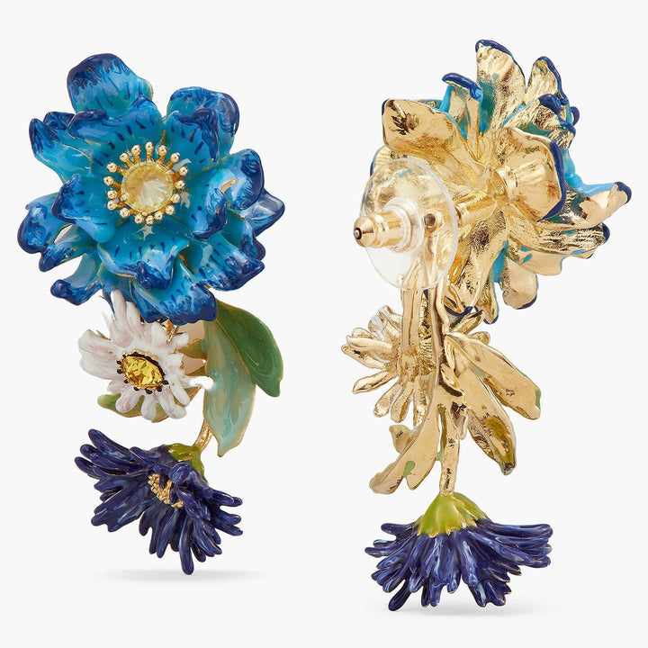 Blue Flower And White Daisy Earrings | APPO1011 - Les Nereides