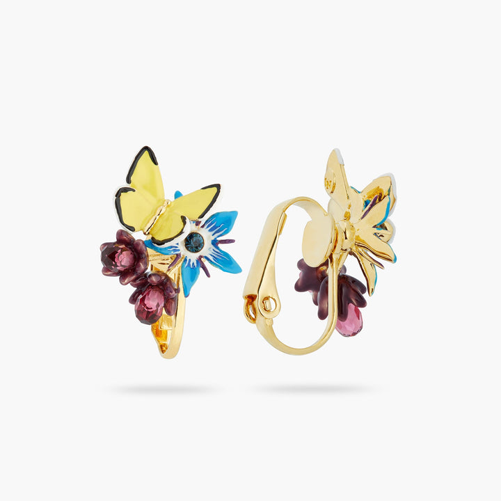 Blue Flower And Yellow Butterfly Earrings | ASPO1021 - Les Nereides