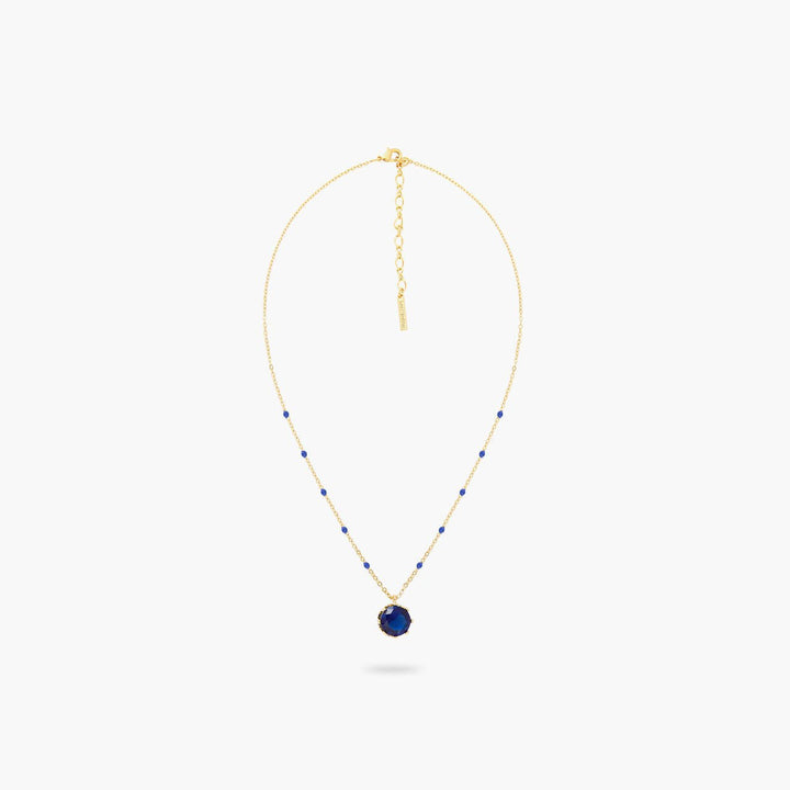 Blue Round Stone Pendant Necklace | ARCL3021 - Les Nereides