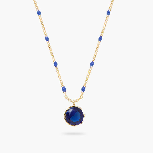 Blue Round Stone Pendant Necklace | ARCL3021 - Les Nereides