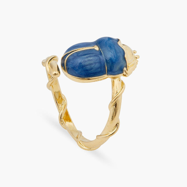 Blue Scarab Beetle Adjustable Ring | ARAM6021 - Les Nereides