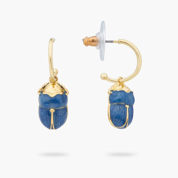 Blue Scarab Beetle Hoop Earrings | ARAM1021 - Les Nereides