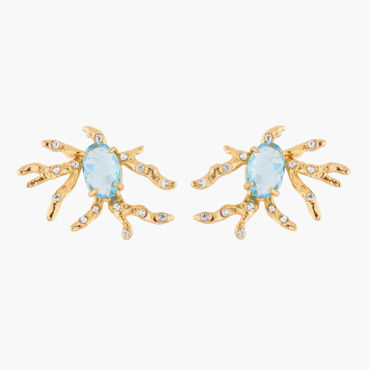 Blue Stone Coral And Crystals On Earrings | AKTT106 - Les Nereides