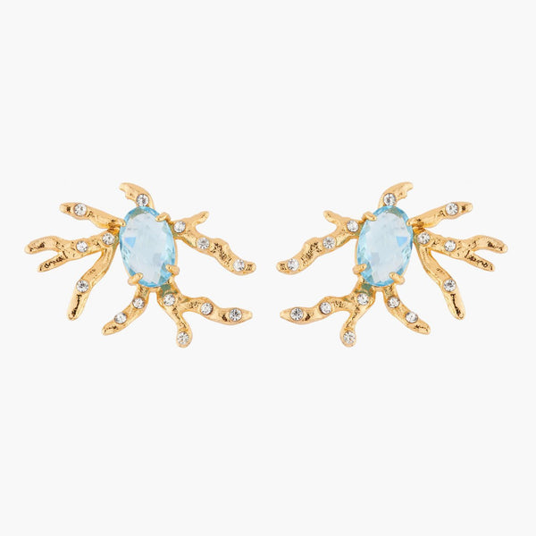 Blue Stone Coral And Crystals On Earrings | AKTT106 - Les Nereides